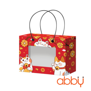 Hộp giấy có quai Mèo Thần Tài 18.8x9.2x21cm