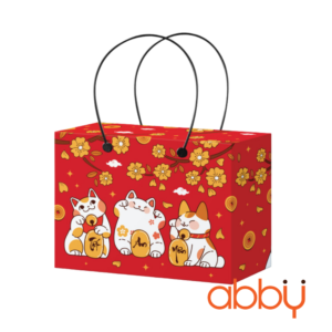 Hộp giấy có quai Mèo Thần Tài 18.8x9.2x21cm
