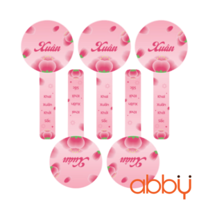 Tem ruy băng tròn mẫu Xuân Hồng 6x7.5cm (4 chiếc)