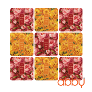 Tem vuông mẫu Hoa Xuân 6cm (9 chiếc)