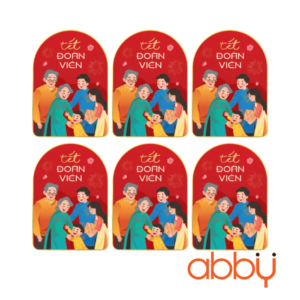 Tem chữ nhật mẫu Tết đoàn viên 8.5x6cm (6 chiếc)