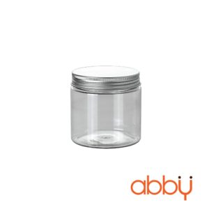 Hộp nhựa hình trụ nắp nhôm 500ml 8.1x9cm