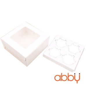 Hộp cupcake trắng 4 ô