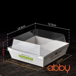 Hộp giấy vuông Kraft nắp trong E1413 màu trắng lá cây (5 chiếc)