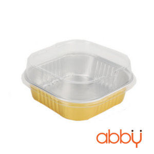 Khuôn giấy bạc vuông kèm nắp nhựa 9x9x2.5cm (5 chiếc)