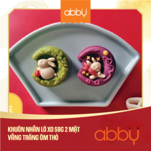 Khuôn nhấn lò xo 50g 2 mặt vầng trăng ôm thỏ