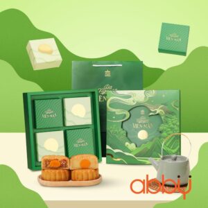 Bộ túi & hộp bánh trung thu 4 bánh 150-200g mẫu Dạ Nguyệt Viên Mãn