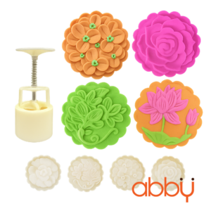 Khuôn nhấn lò xo 100g 4 mặt hoạ tiết tứ quý hoa