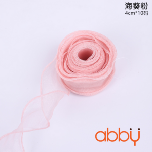 Ruy băng voan trơn 4cm - Hồng (1m)