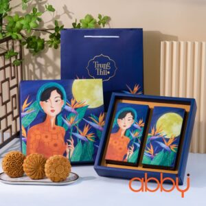 Bộ túi & hộp giấy 4 bánh trung thu 125-250g mẫu Thiên Điểu