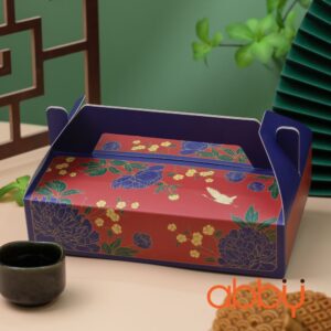 Hộp giấy đựng 6 bánh trung thu 50-75g mẫu Hoa mẫu đơn