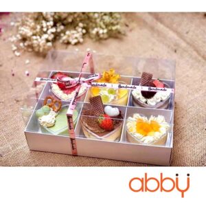 Hộp giấy nắp mica 6 ngăn 17x25x10cm