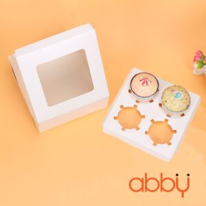 Hộp cupcake trắng 4 ô