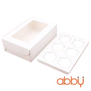 Hộp cupcake trắng 6 ô