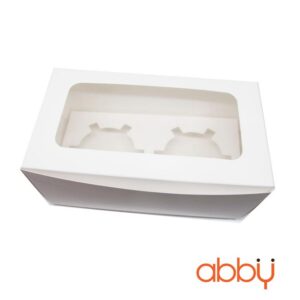 Hộp cupcake trắng 2 ô